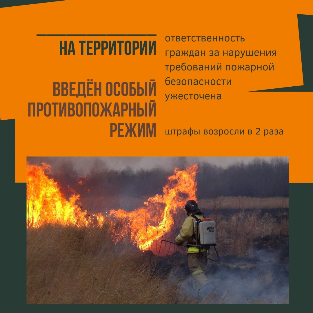 Информация для граждан. Постановлением Администрации МО «Тарбагатайский район» от 10 апреля 2024 года № 55  на территории  МО  «Тарбагатайский район»  с 08 апреля 2024 года  введен  особый противопожарный режим..