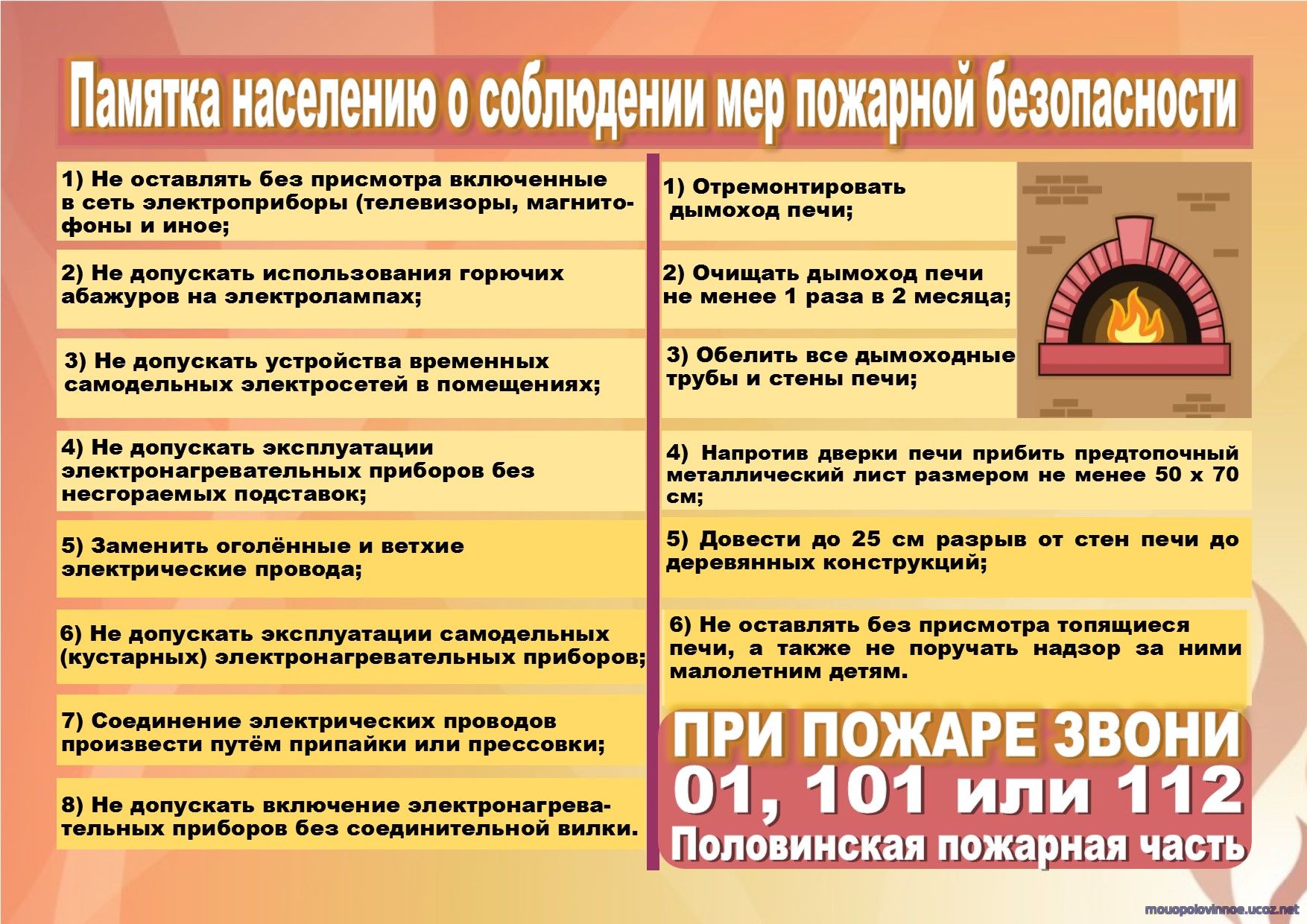 Информация для граждан по соблюдению правил пожарной безопасности.