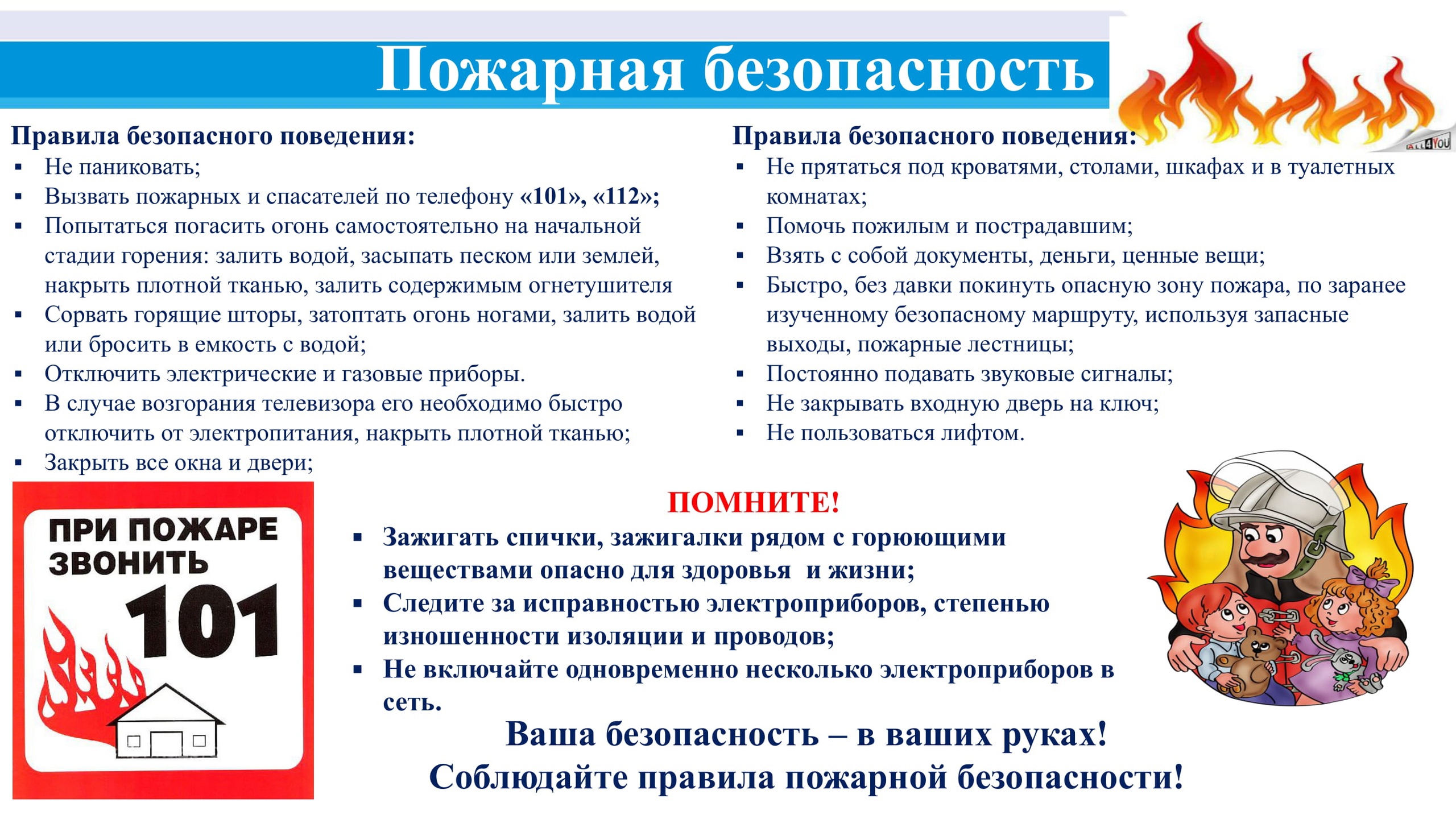 Информация для граждан по соблюдению правил пожарной безопасности.