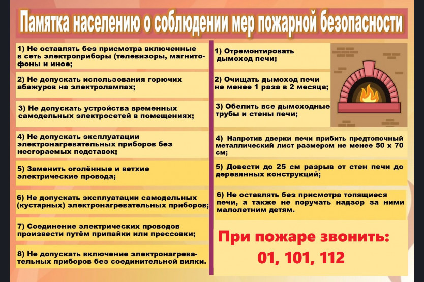 Информация для граждан по соблюдению правил пожарной безопасности.